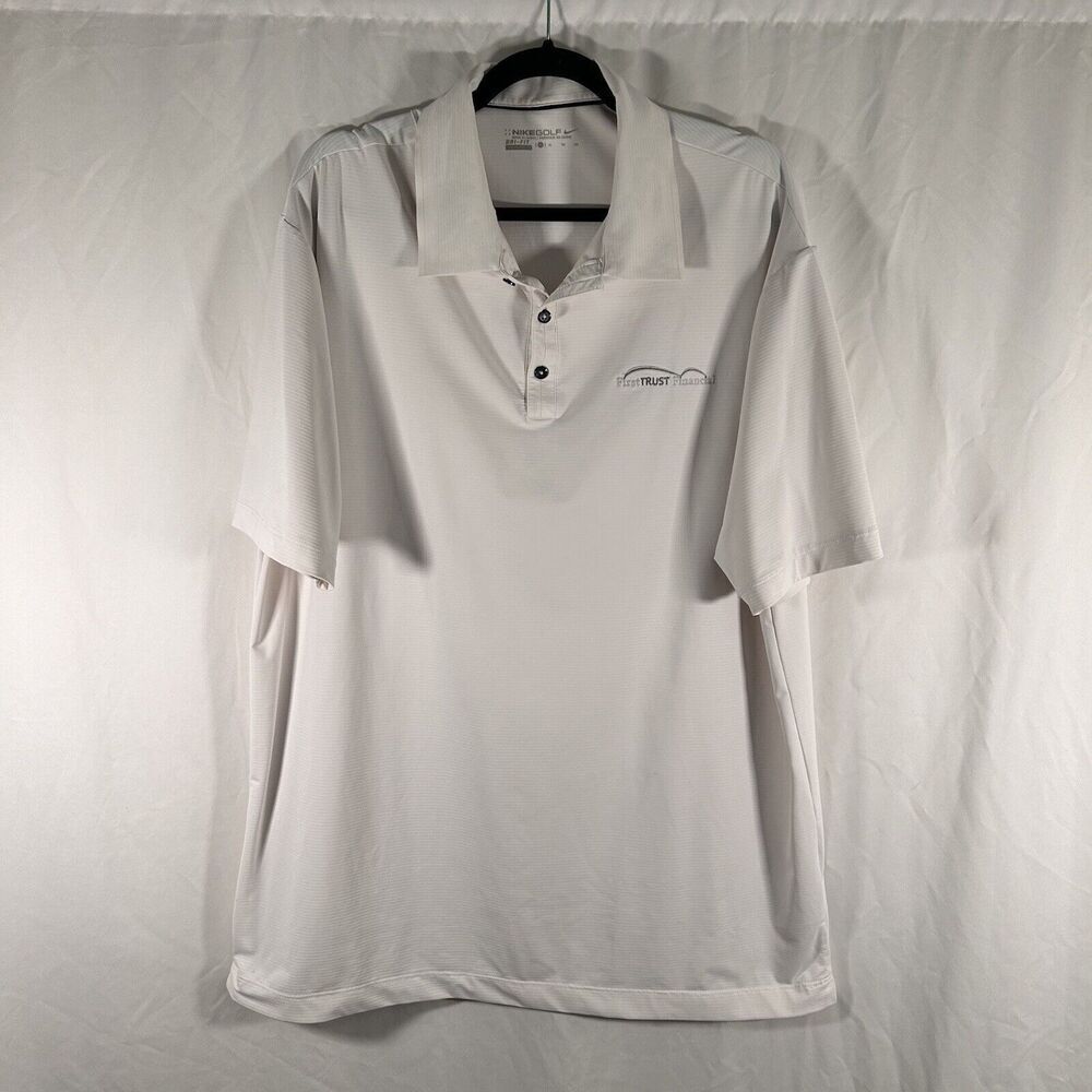 Nike Golf Polo Shirt Men's XL White Short Sleeve Dri-Fit First Trust Financial